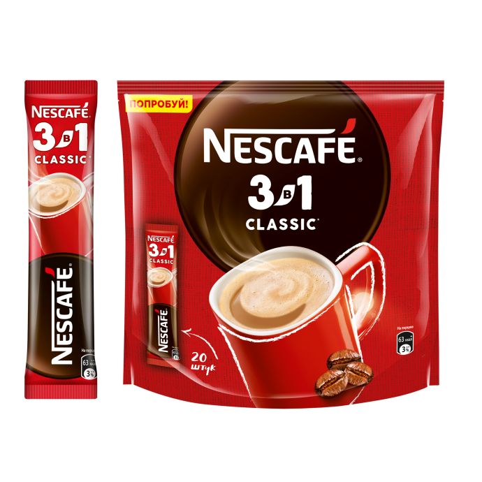 Кофе растворимый Nescafe 3в1 Classic 20 шт.